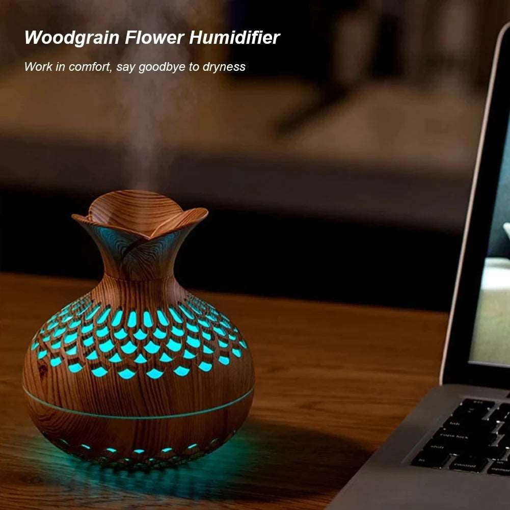 Wood Grain Humidifier 300ml USB Aroma Diffuser Atomizer USB Household Humidifier Hydrating Instrument Desktop Humidifier