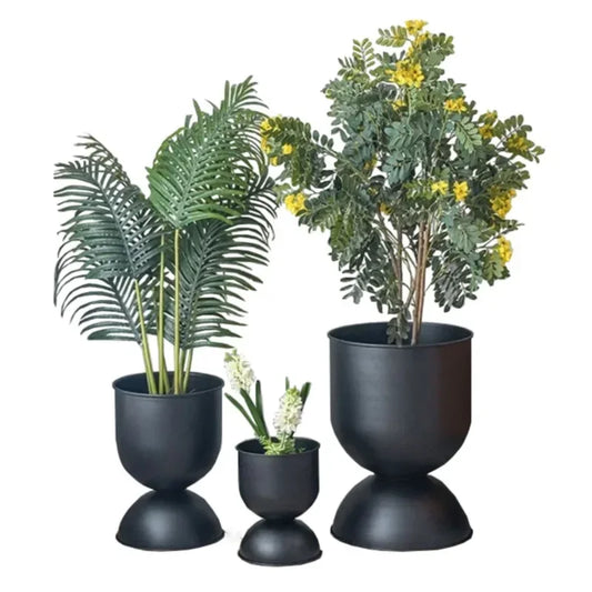 Black Simple Wind Large Caliber Bonsai Pot Nordic Iron Art Decorative Flower Pots Light Luxury Living Room Balcony Plant Holder
